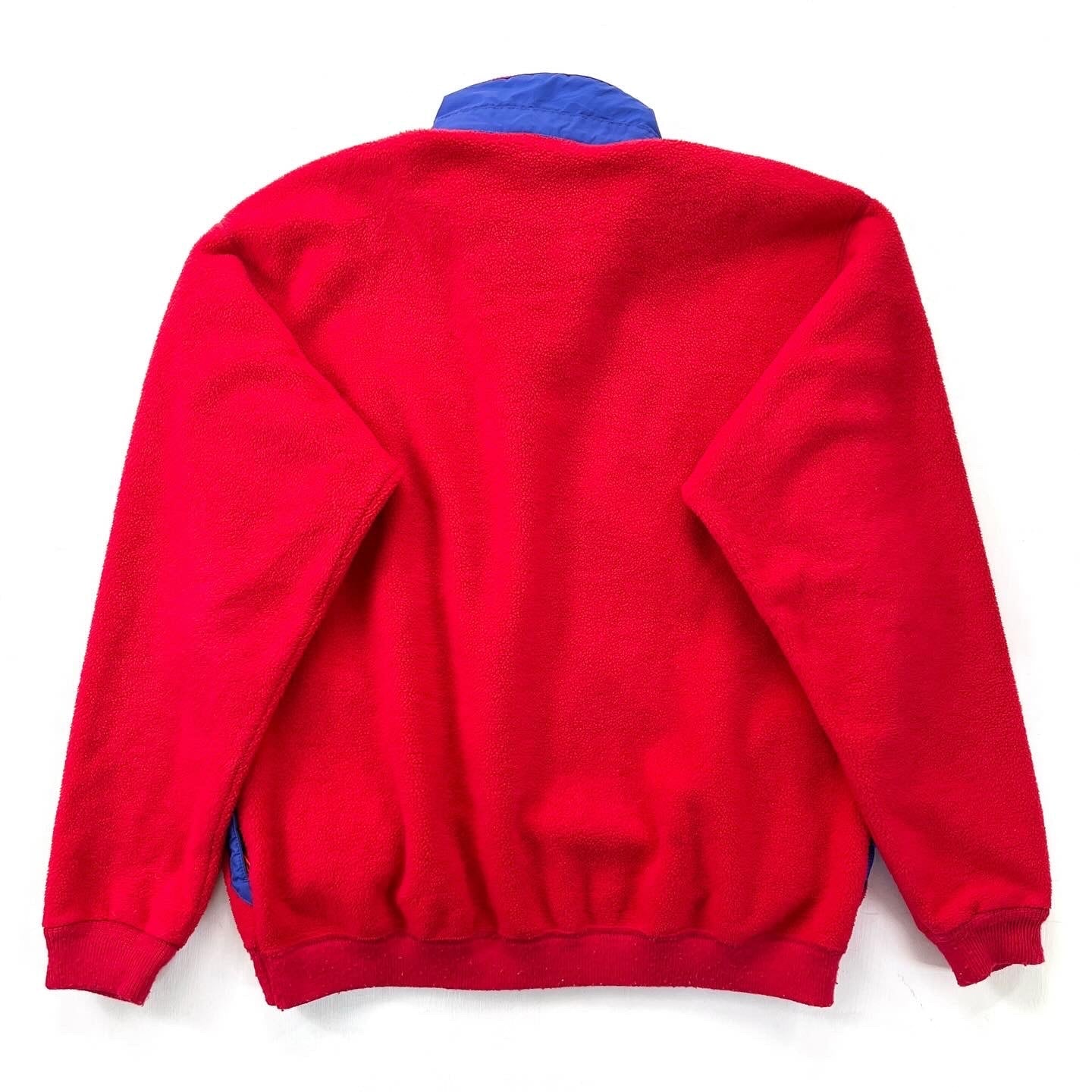 1988 Patagonia Synchilla Half-Zip Fleece Sweater, Red & Cobalt (L)