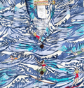 2007 Patagonia Limited Edition Pataloha Print Shirt, Hokusai Surfers: Orbit Blue (L)