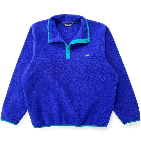 1987 Patagonia First Generation Synchilla Snap T-Neck, Cobalt (XL)