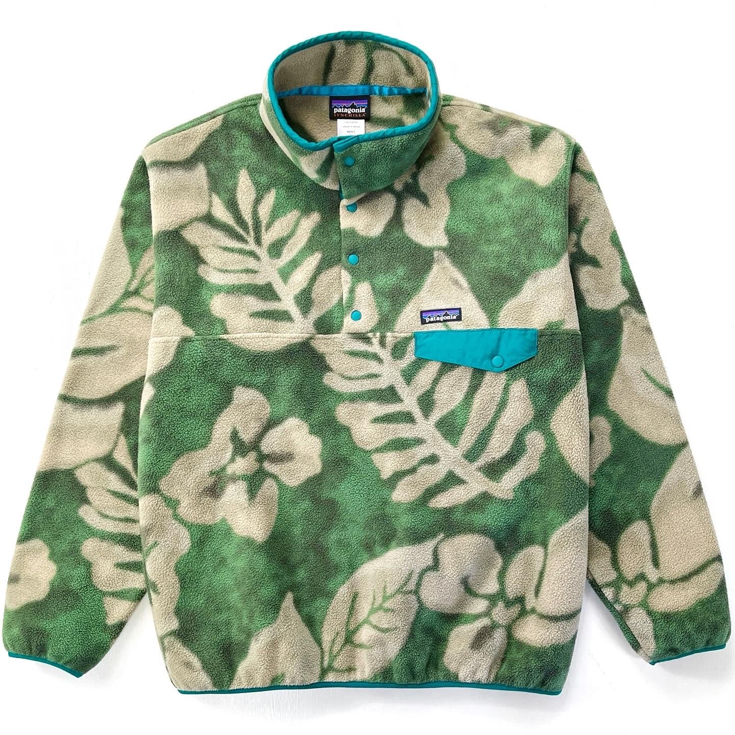 2015 Patagonia Printed Synchilla Snap-T, Spice Garden: Green (L)
