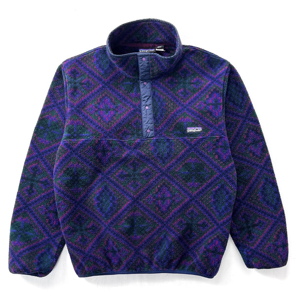 1992 Patagonia Made In The U.S.A. Printed Synchilla Snap-T, Mosaic: Iris (M)