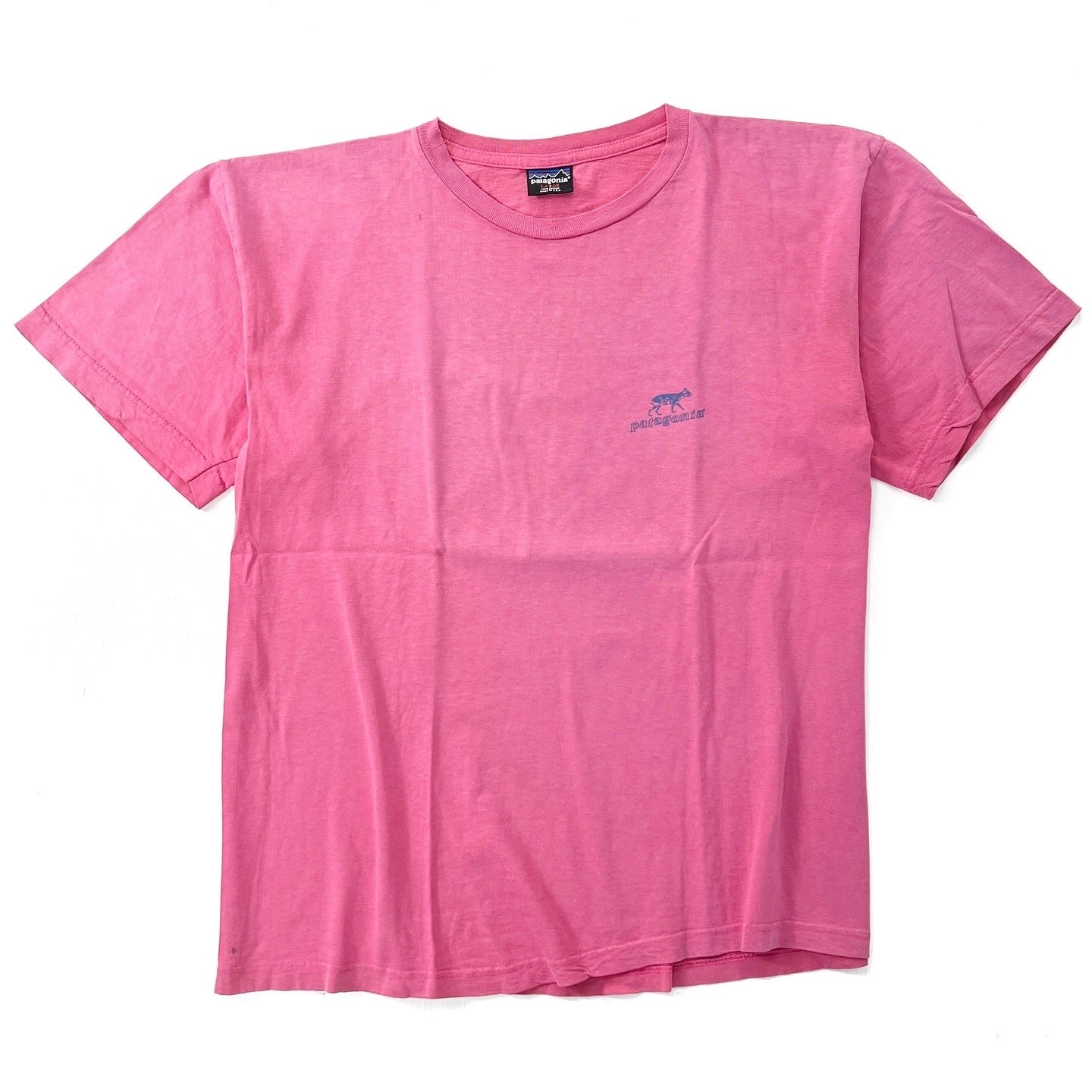 1993 Patagonia Made In The U.S.A. Organic Cotton T-Shirt, Faded Bright Pink (L)