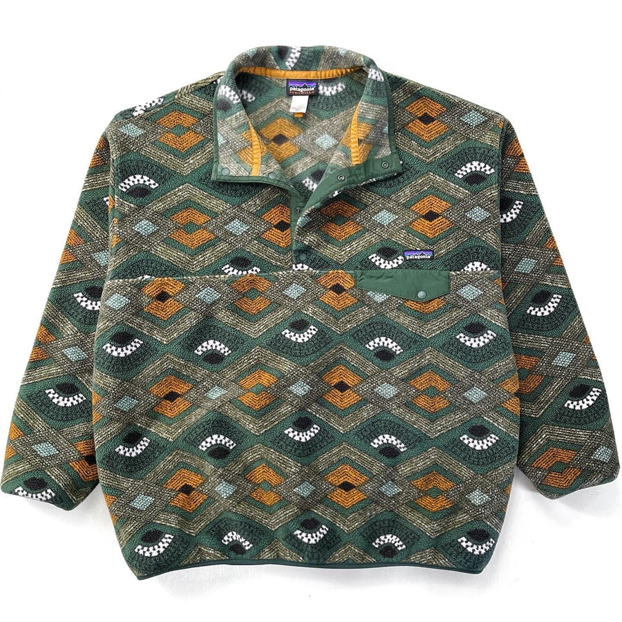 2014 Patagonia Printed Synchilla Snap-T, Slowfoot: Green (XXL)