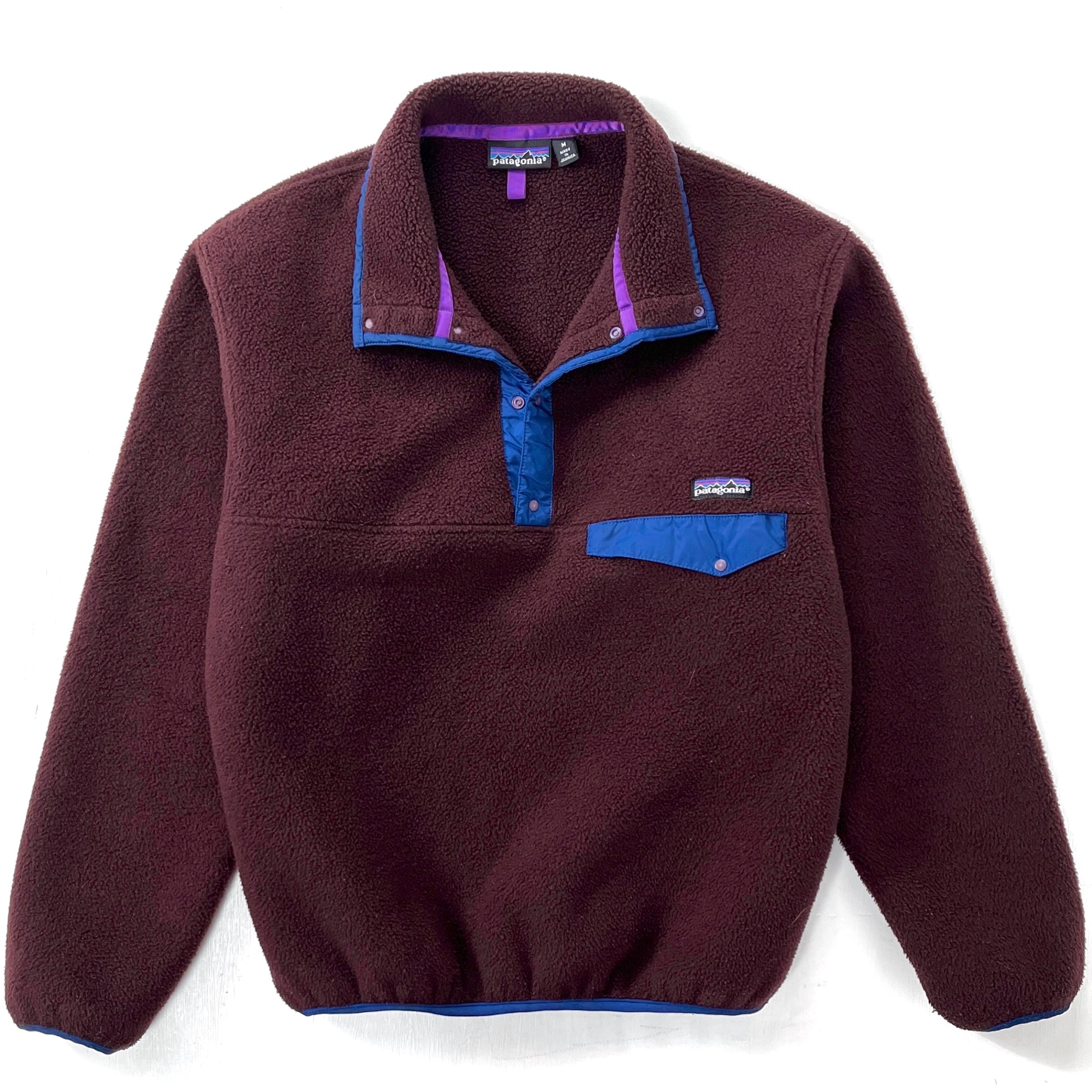 1992 Patagonia Synchilla Snap-T Pullover, Bitter Chocolate & Sapphire (M)