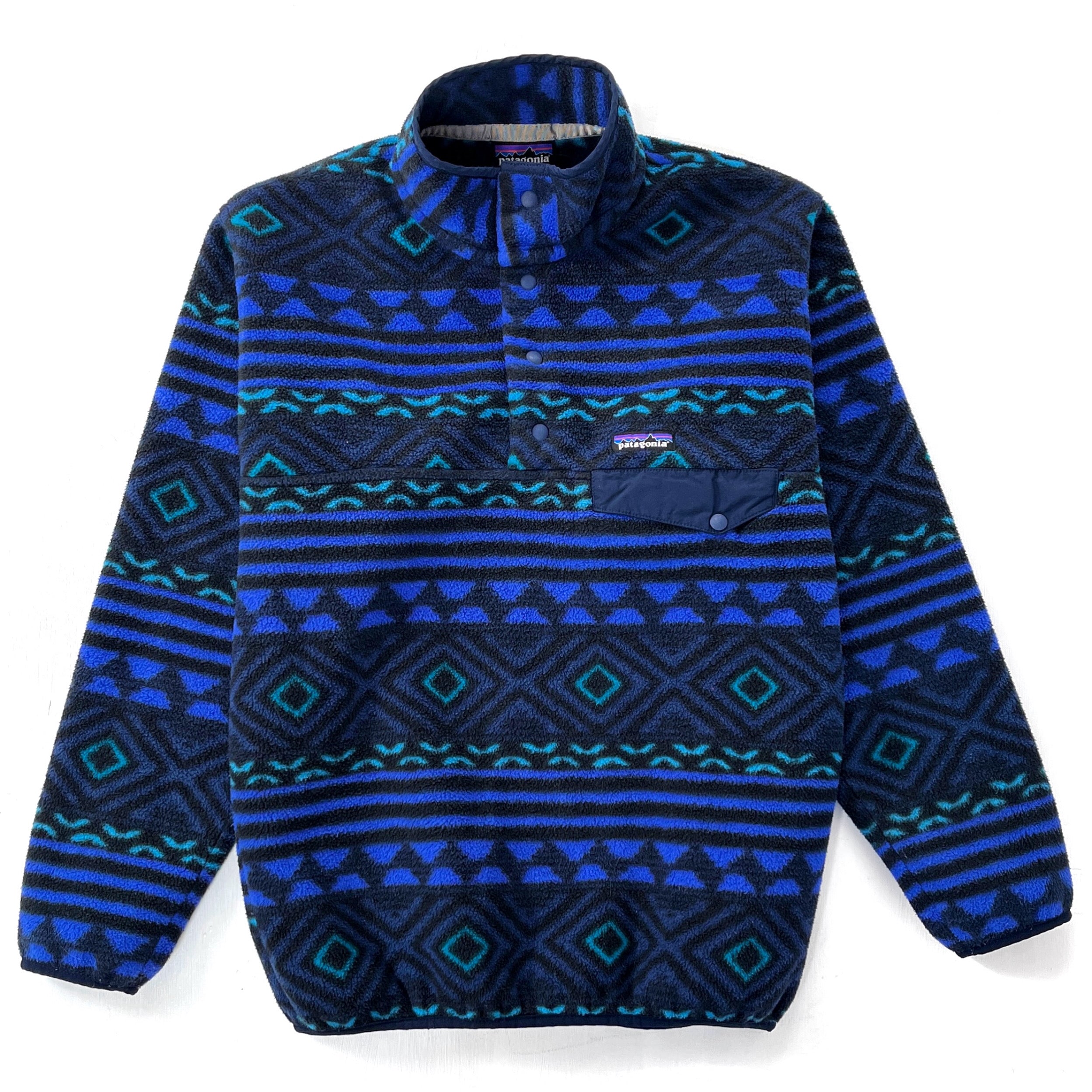 2016 Patagonia Printed Synchilla Snap-T Pullover, Saltillo: Navy Blue (S)