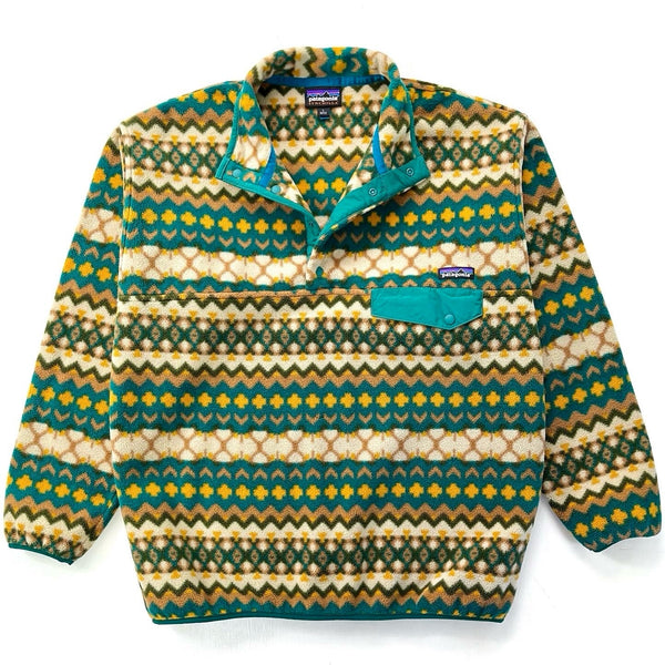 2015 Patagonia Printed Synchilla Snap-T, Cliff: Arbor Green (L/XL)