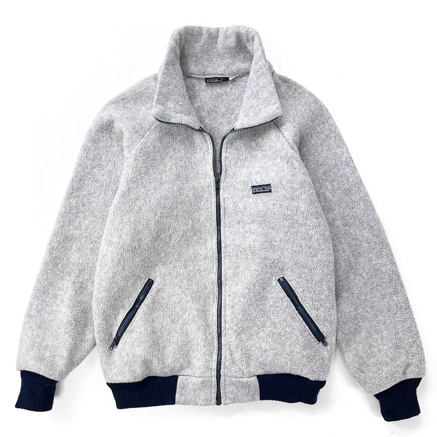 1983 Patagonia Bunting Full-Zip Fleece Jacket, Grey & Navy (S)