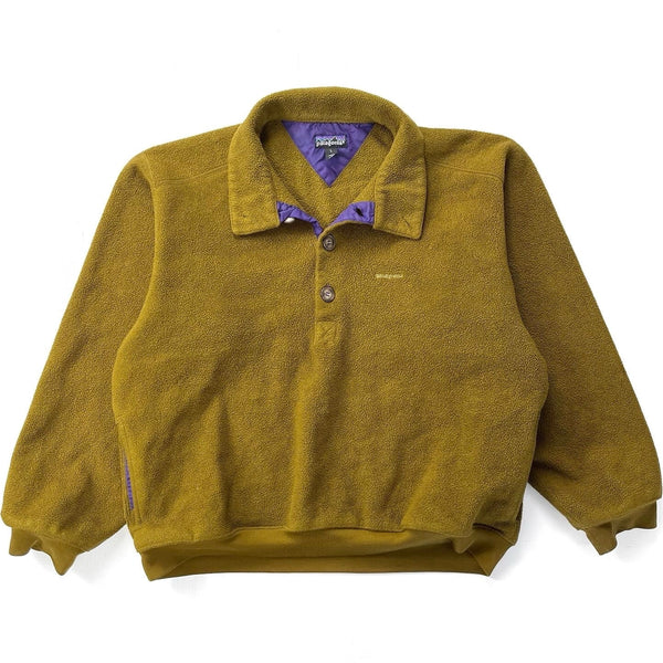 1990 Patagonia Collared Synchilla Sweater, Bronze & Eggplant (L)