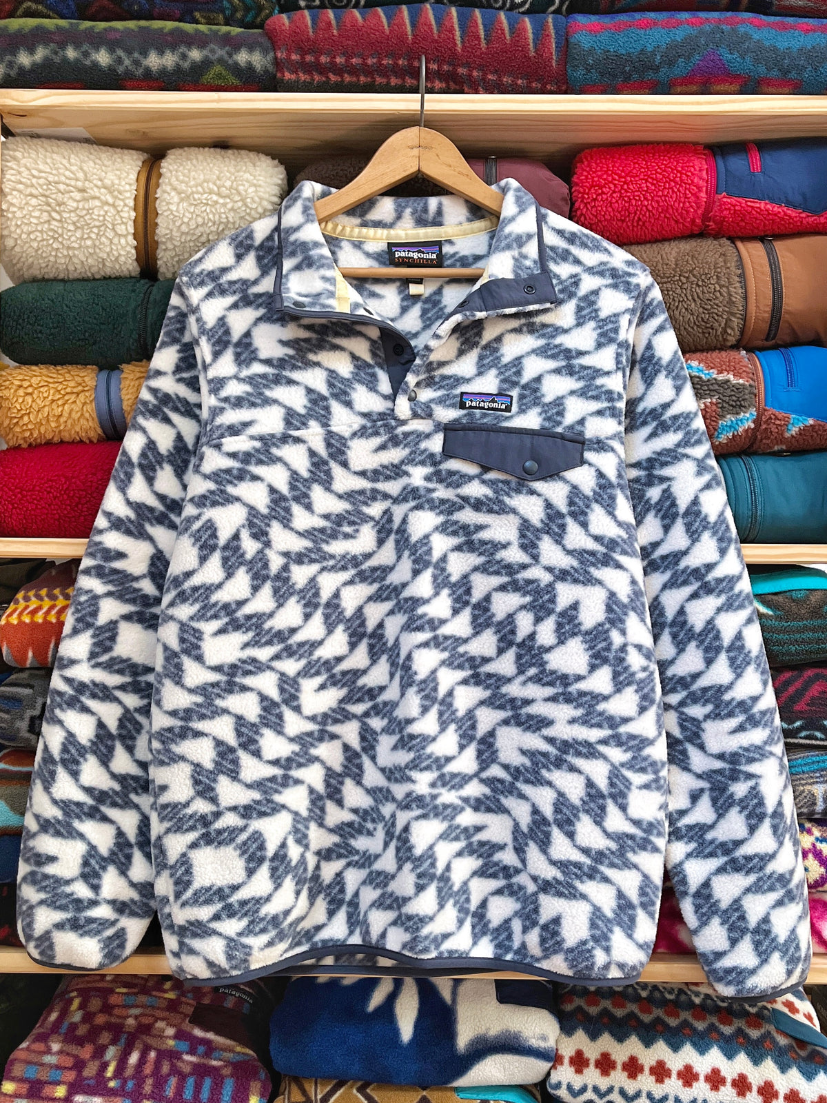 2024 Patagonia Womens Printed Synchilla Snap-T, Synched Flight: Natural (M)