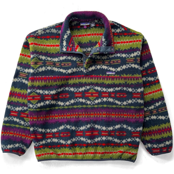 1993 Patagonia Printed Synchilla Snap-T, Sacajawea: Carbon (L)
