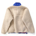 1989 Patagonia First Edition Retro Pile Cardigan, Natural & Cobalt (L)