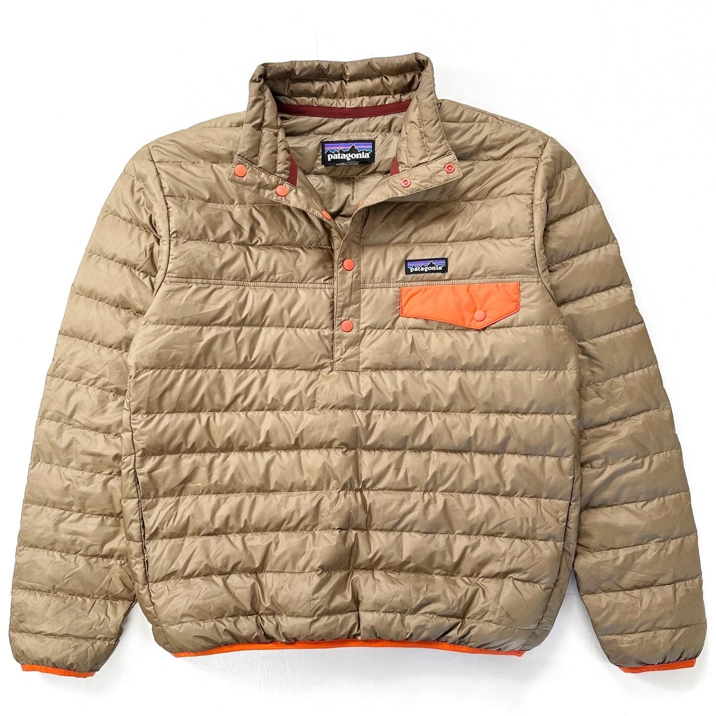 2016 Patagonia Recycled Polyester Down Snap-T Pullover, Ash Tan (S)
