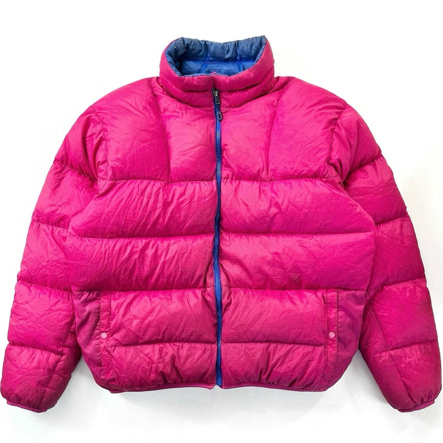1989 Patagonia Hi-Loft Full-Zip Goose Down Jacket, Fuchsia & Electric Blue (L)