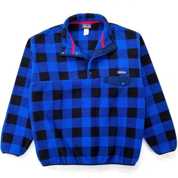 2014 Patagonia Printed Synchilla Snap-T, Fuzzy Plaid: Blue (XL)