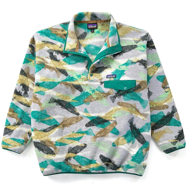 2016 Patagonia Printed Synchilla Snap-T, Trout Tails: Green (XL)