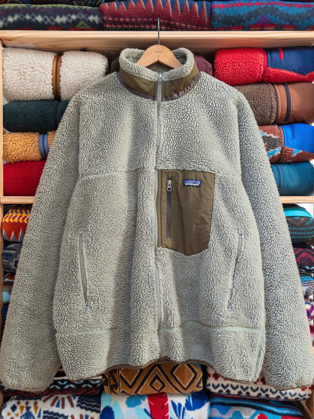 2012 Patagonia Classic Retro-X Deep Pile Fleece Jacket, Spanish Moss (XL)
