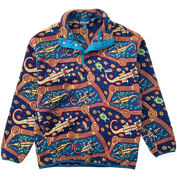 1998 Patagonia Printed Synchilla Snap-T Pullover, Crocodile: Bluegrass (M)
