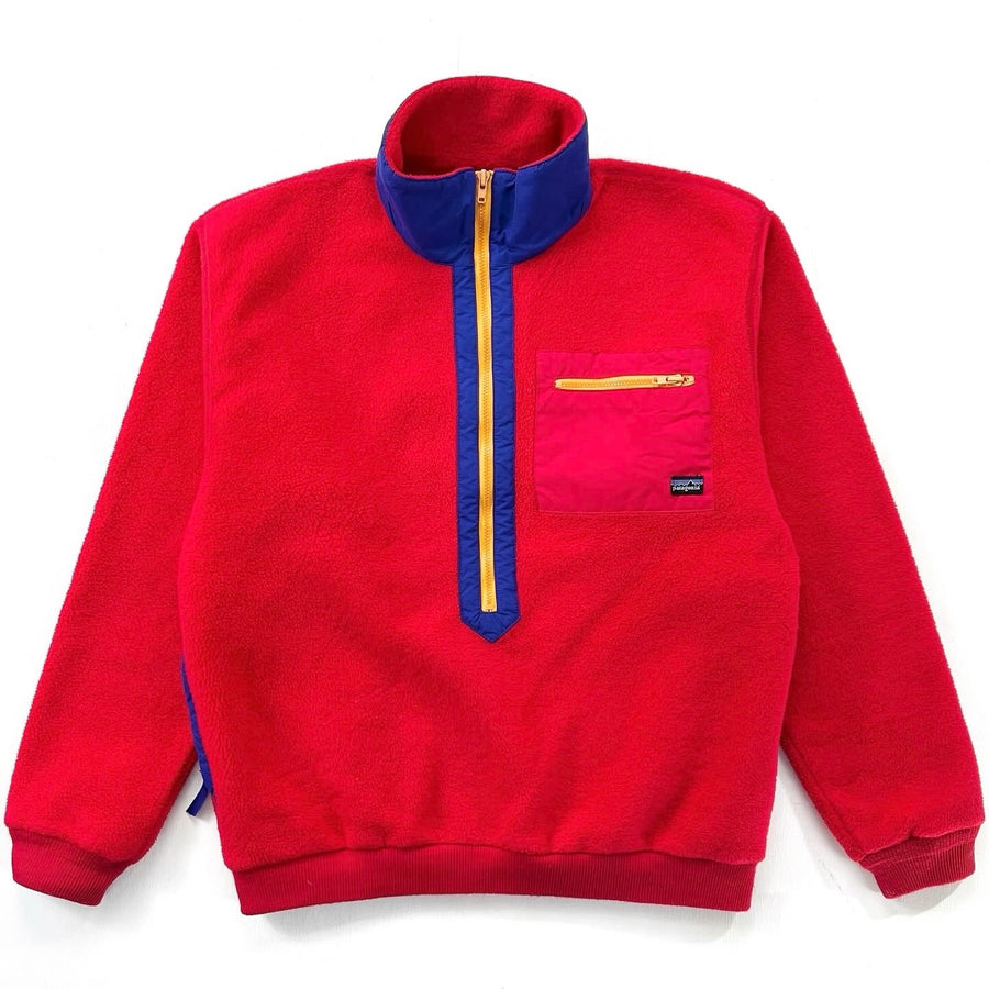 1988 Patagonia Synchilla Half-Zip Fleece Sweater, Red & Cobalt (M)