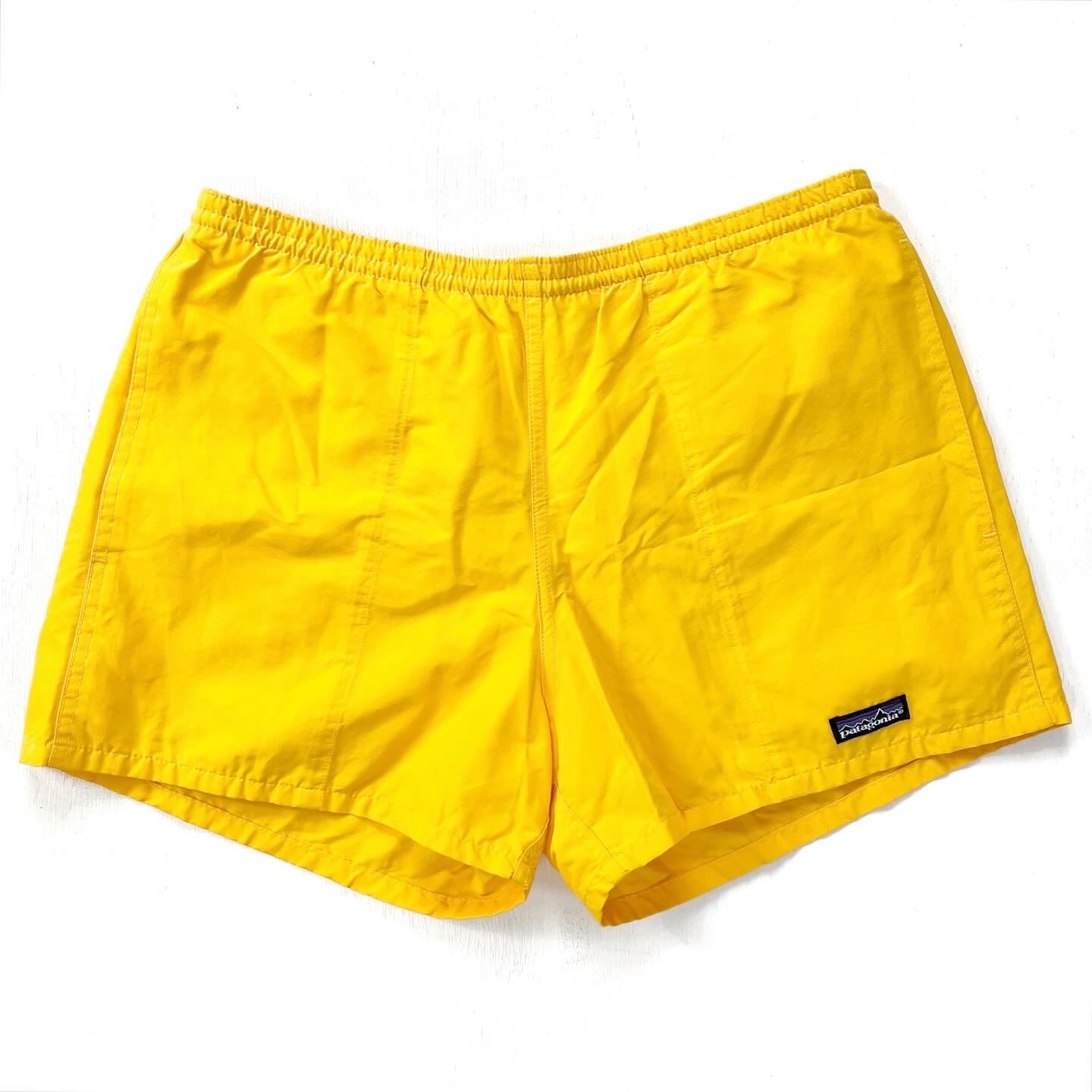 1989 Patagonia Mens 3.5” Baggies Shorts, Bright Yellow (M)