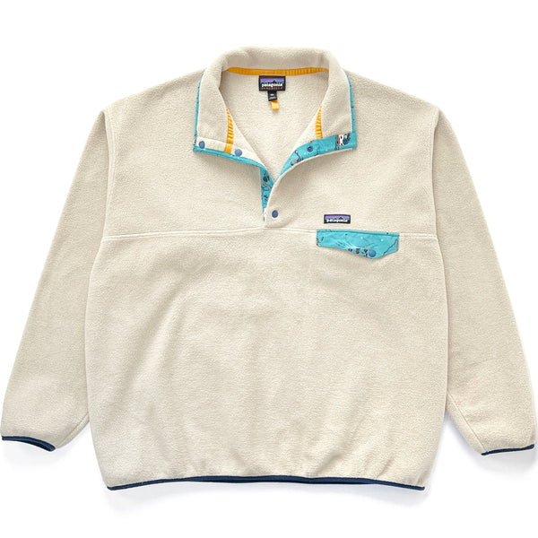 2018 Patagonia Synchilla Snap-T Pullover, Natural & Fun Hogs: Elwha Blue (XXL)
