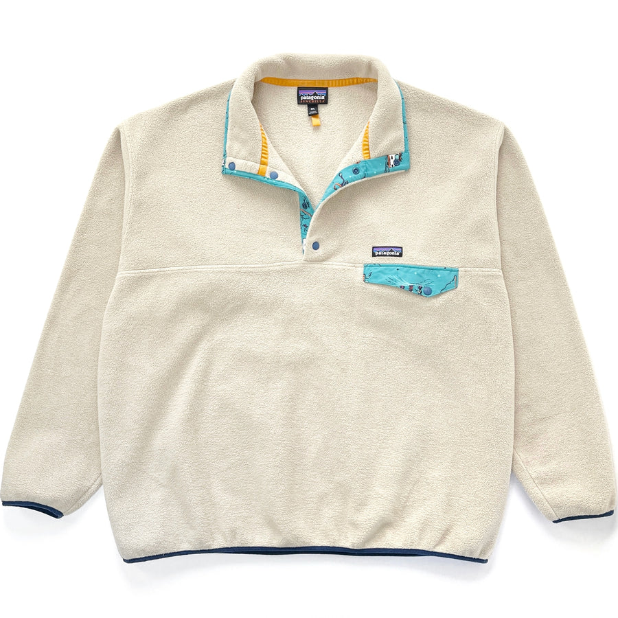 2018 Patagonia Synchilla Snap-T Pullover, Natural & Fun Hogs: Elwha Blue (XXL)