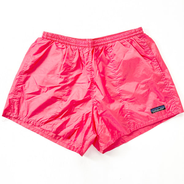 1990 Patagonia Mens 3.5” Ripstop Nylon Baggies Lites Shorts, Bright Coral (L)
