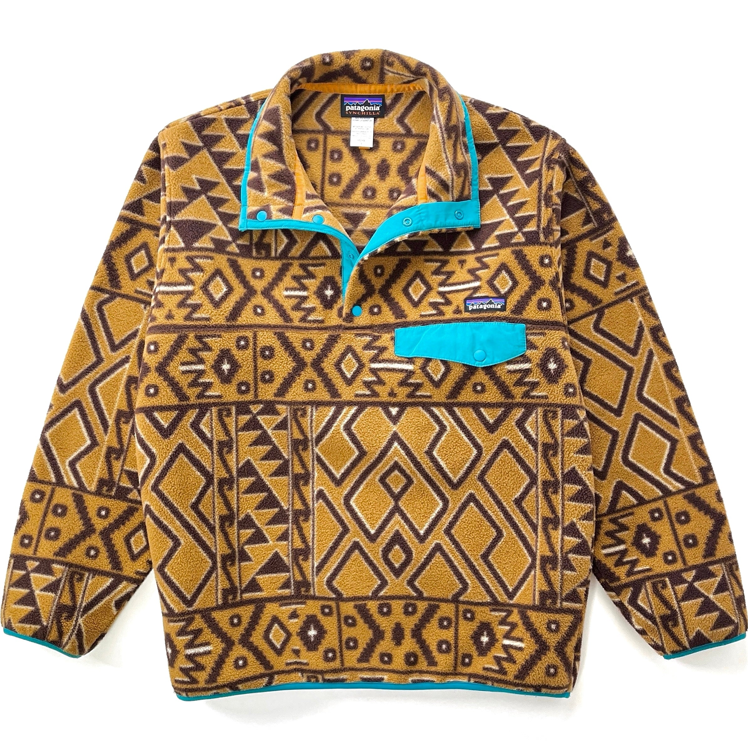 2014 Patagonia Printed Synchilla Snap-T, Montana Siete: Bear Brown (S/M)