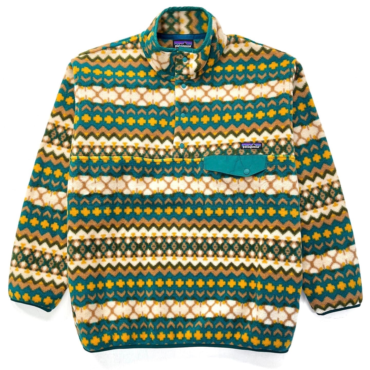 2015 Patagonia Printed Synchilla Snap-T, Cliff: Arbor Green (L)