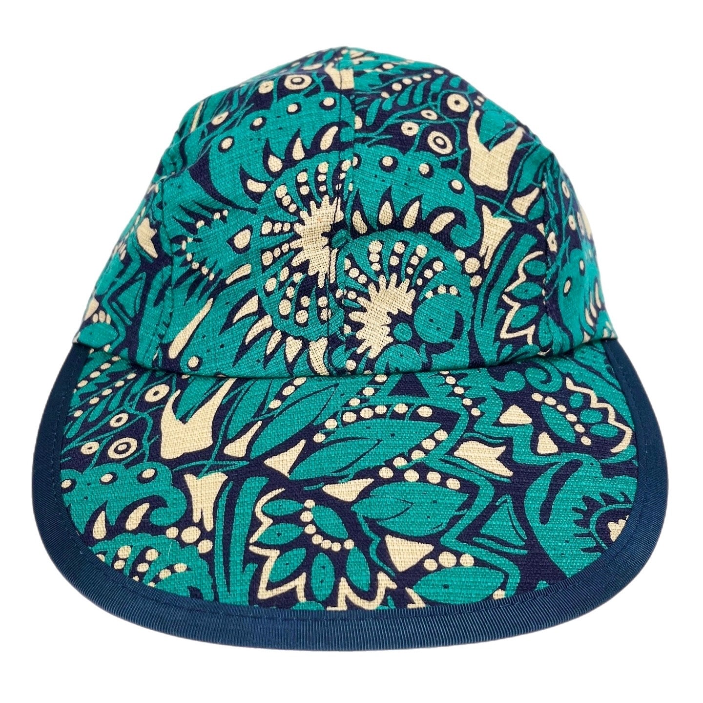 1995 Patagonia Printed Cotton Spoonbill Cap, Hidden Fish: Dark Teal (L)