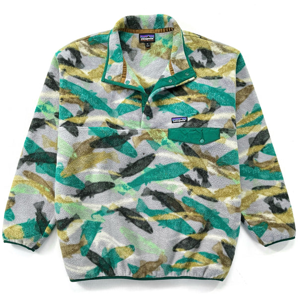 2016 Patagonia Printed Synchilla Snap-T, Trout Tails: Green (XL)