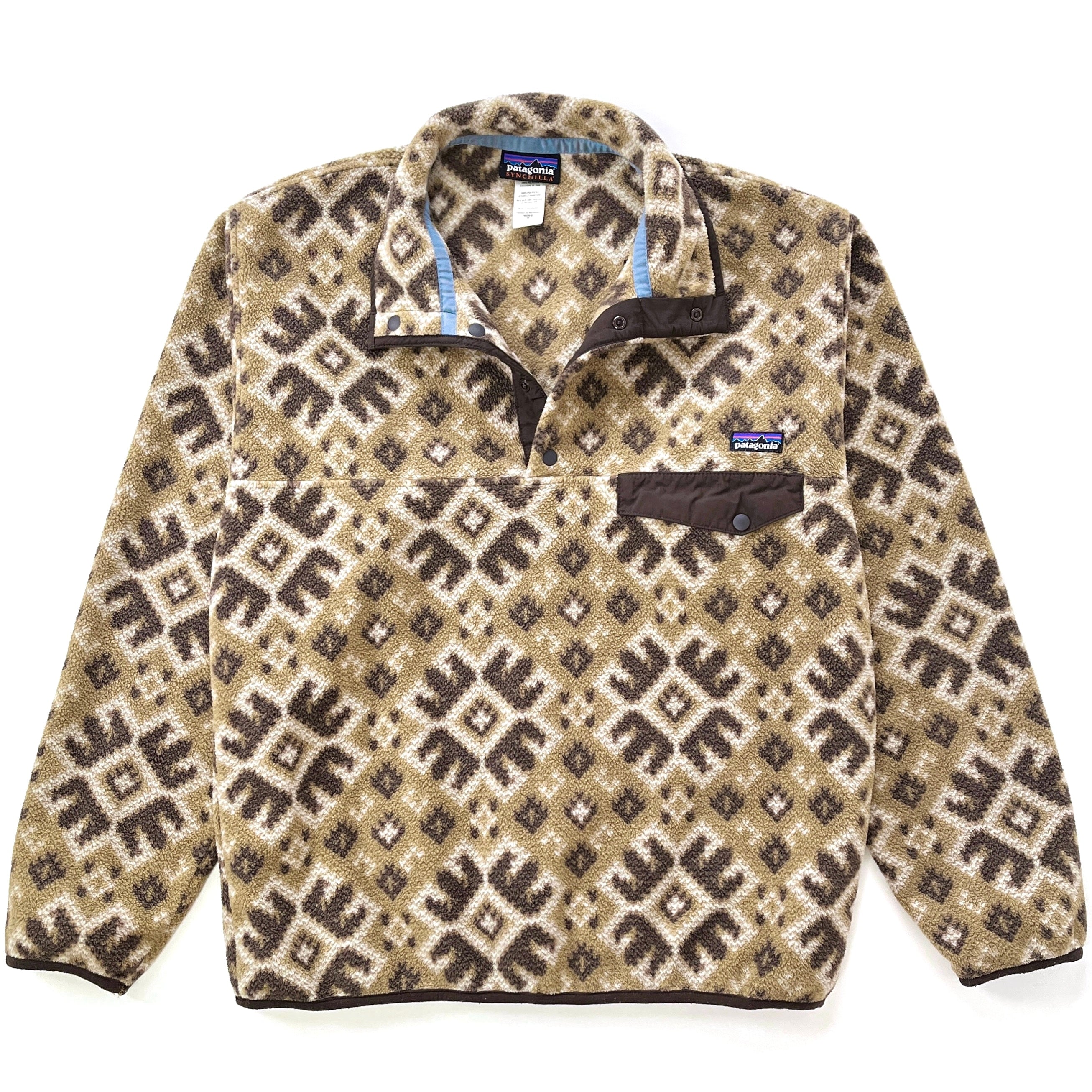 2013 Patagonia Printed Synchilla Snap-T Pullover, Aurora: Retro Khaki (M)