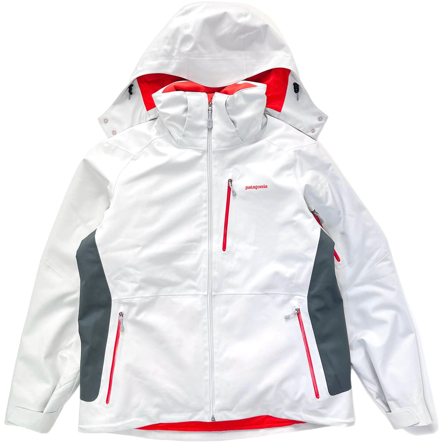 2008 Patagonia Mens Powder Bowl Snow Jacket, Light Grey / Charcoal / Red (XL)