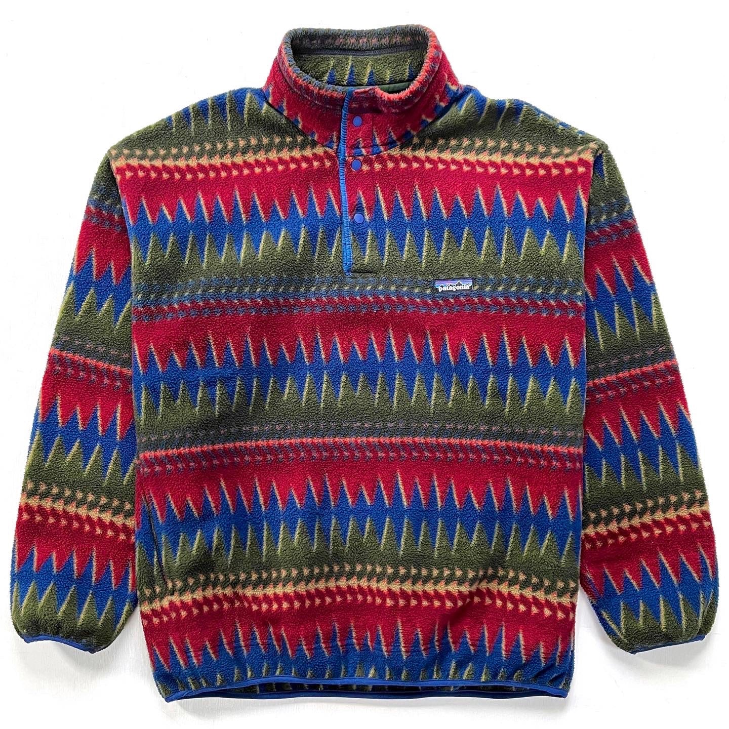 1996 Patagonia Printed Synchilla Snap-T, Minnehaha: Carmine (L)