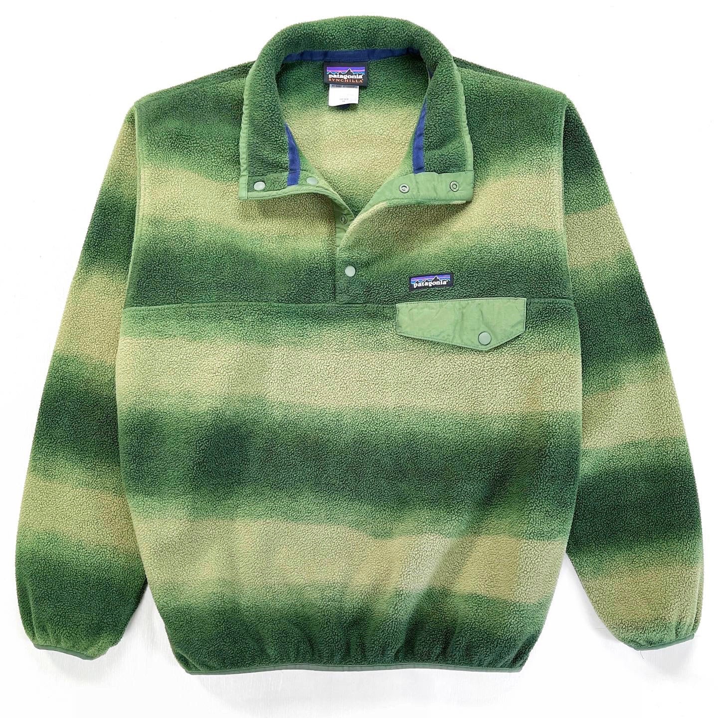 2015 Patagonia Printed Synchilla Snap-T, Hand Dipped: Green (M)