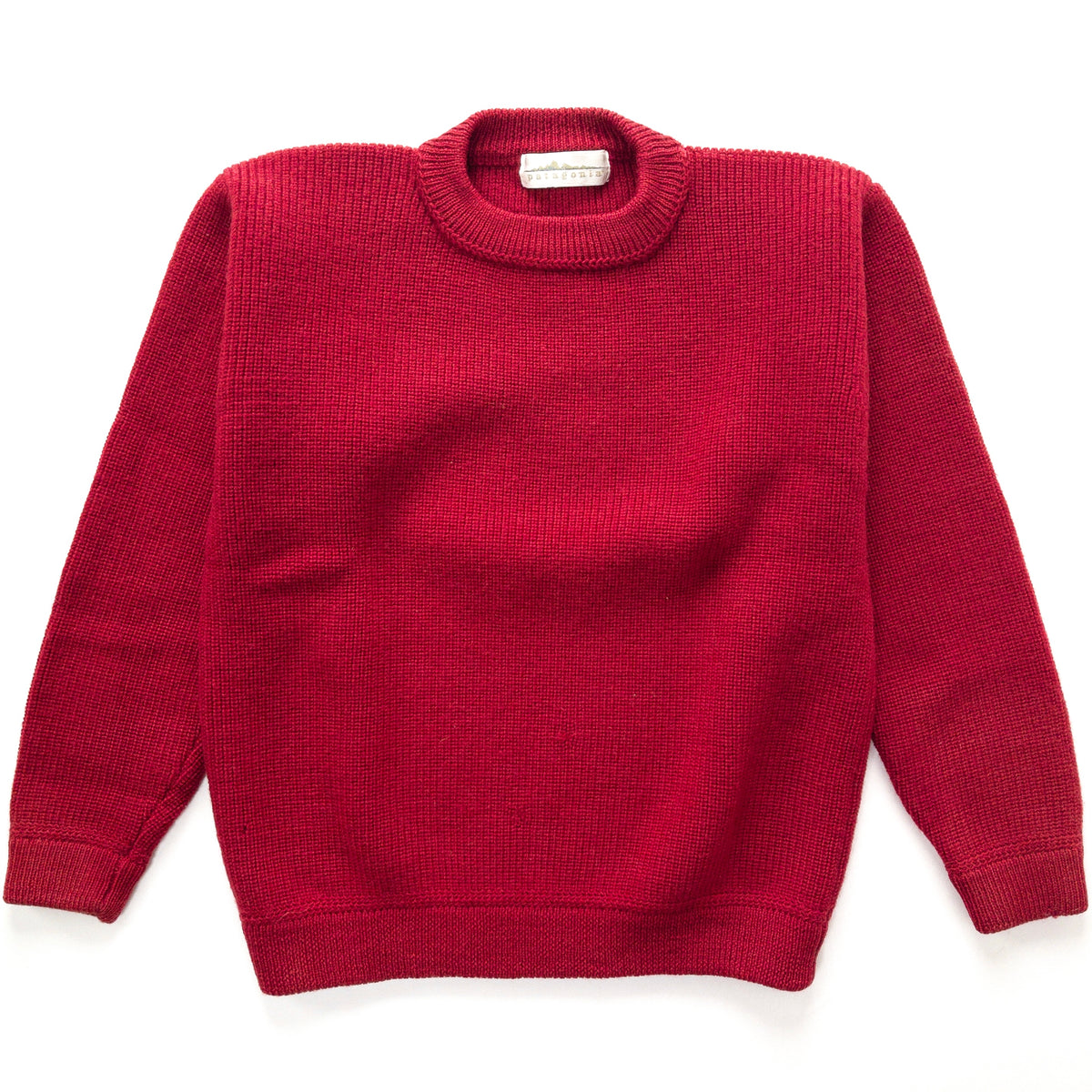 1990 Patagonia Chamonix Heavy Wool Guide Sweater, Burnt Chili (S)