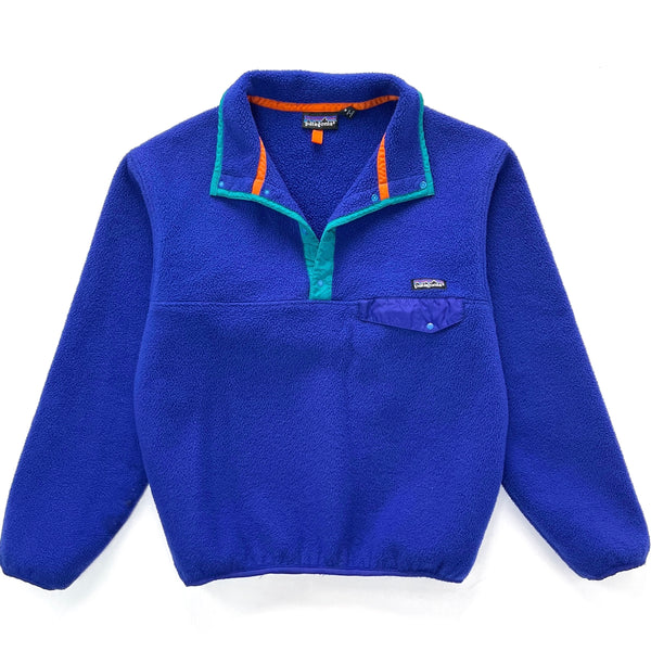 Patagonia (Vintage) — 1991 Patagonia Made In The U.S.A. Synchilla Snap-T, Cobalt / Emerald (M)