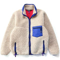1989 Patagonia Made In The U.S.A. Retro Pile Cardigan, Natural & French Red (M/L)