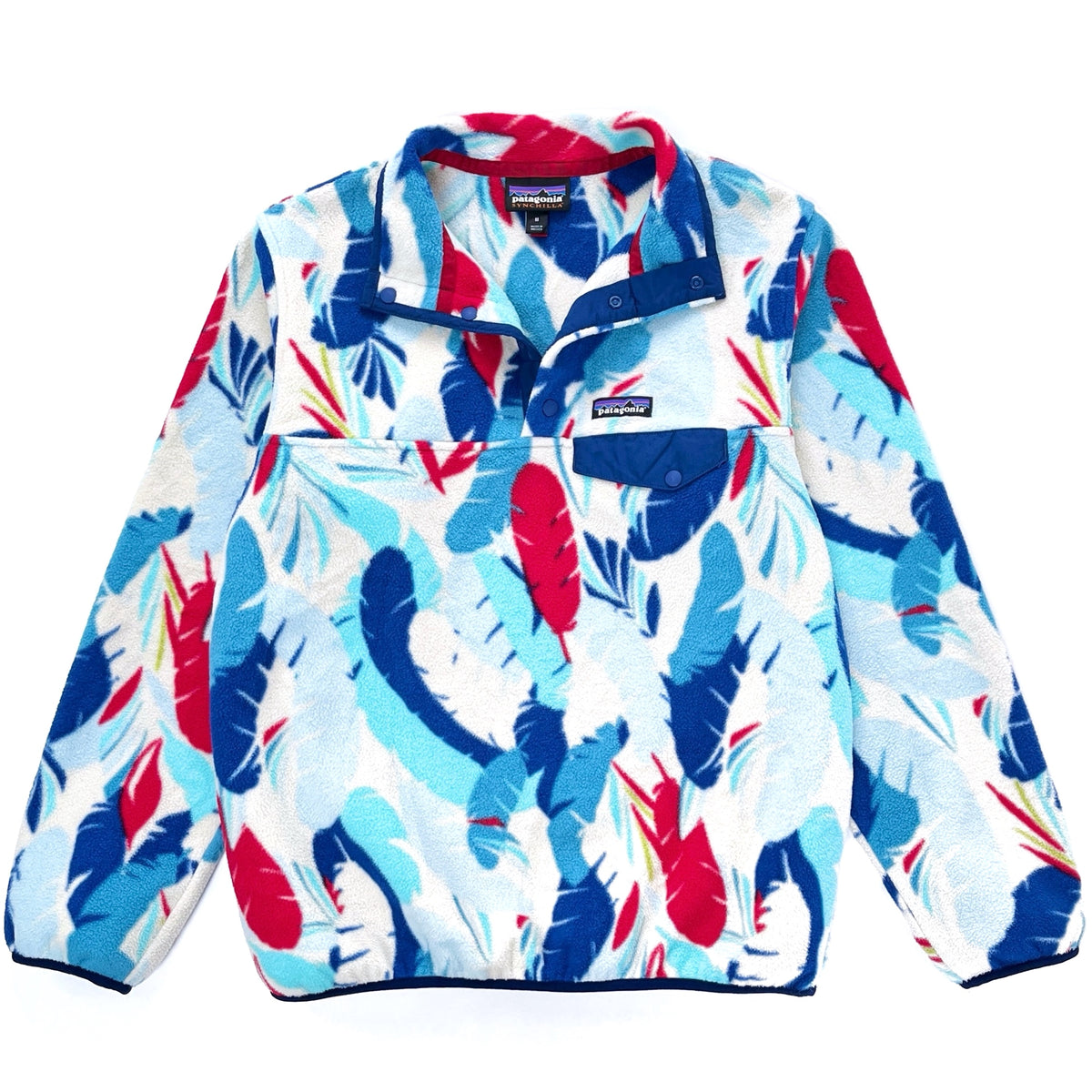 2016 Patagonia Womens Printed Synchilla Snap-T, Feather Dance (M)