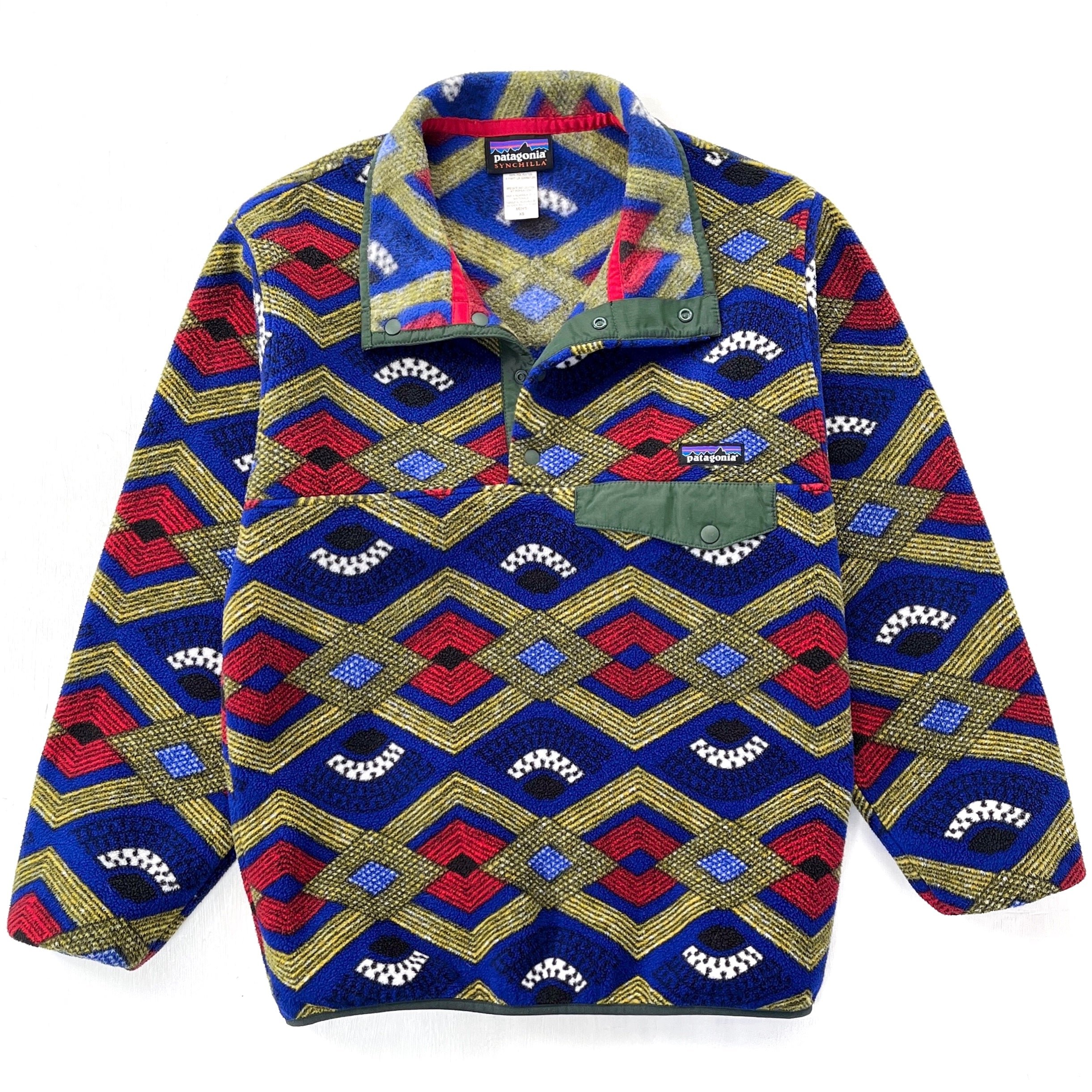 2014 Patagonia Printed Synchilla Snap-T Pullover, Slowfoot: Cobalt Blue (XS)