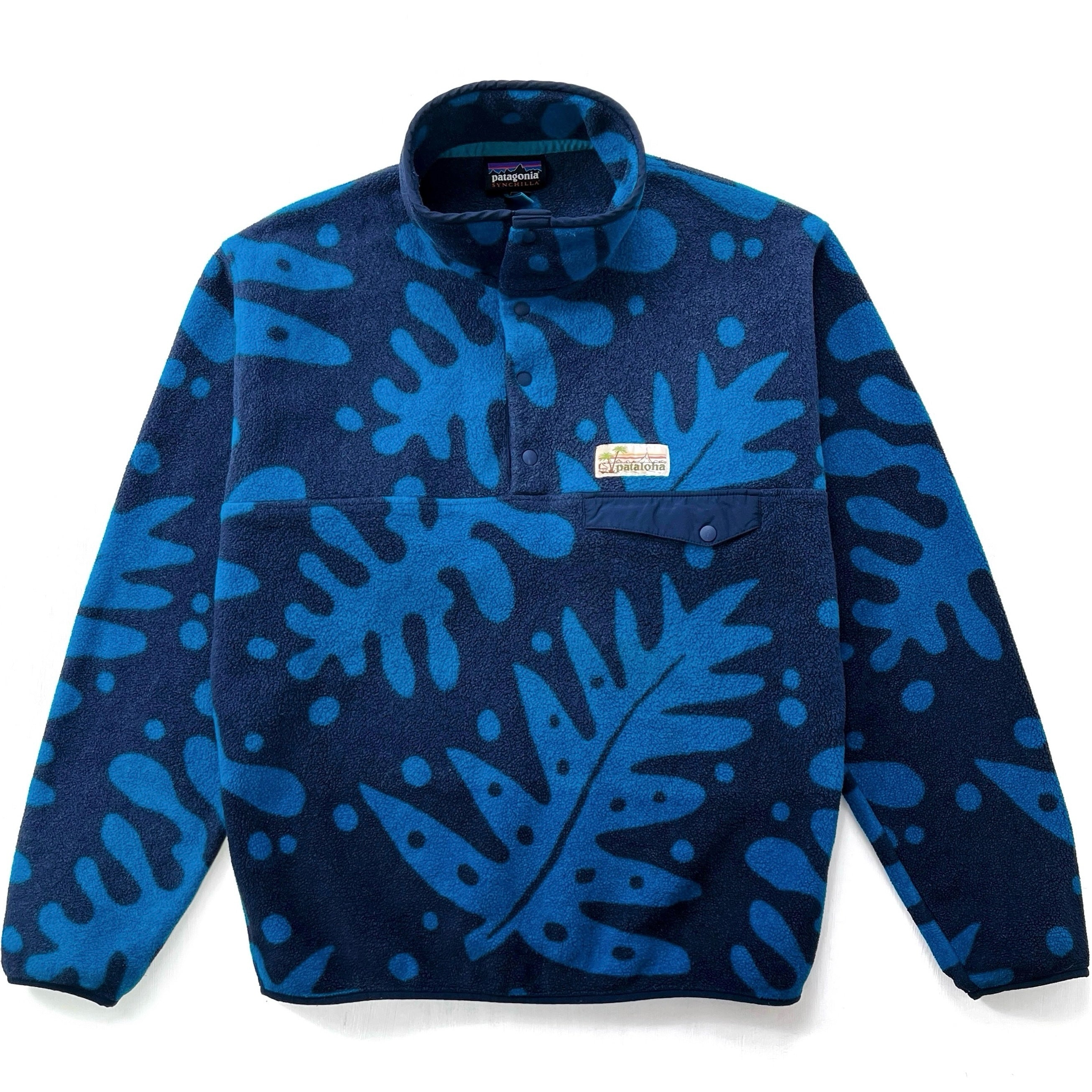 2017 Patagonia Printed Synchilla Snap-T, Ferns: Big Sur Blue (M)