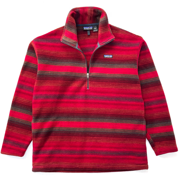 1999 Patagonia Made In The U.S.A. Printed Synchilla Sweater, Red Stripe (L)