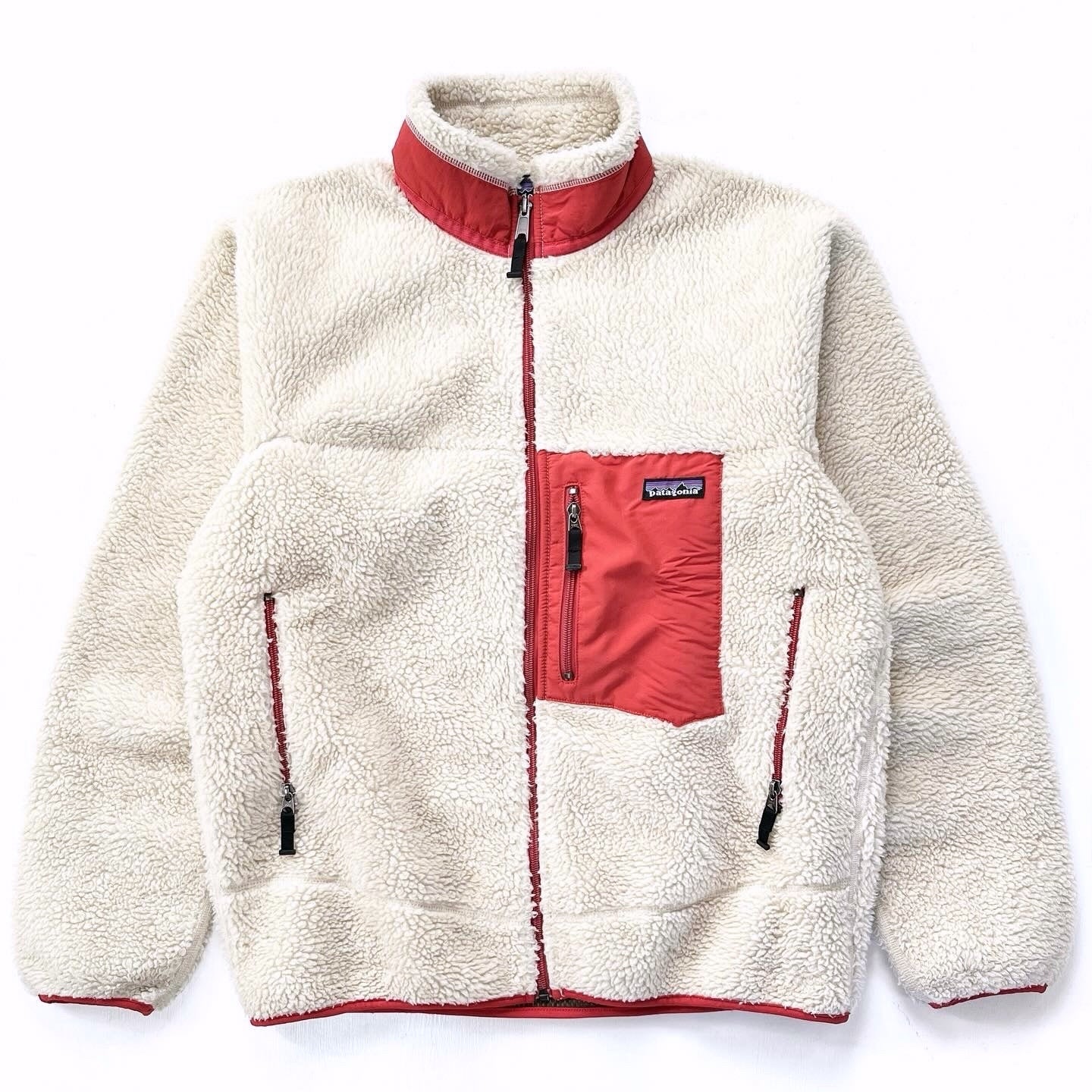 2007 Patagonia Classic Retro-X Fleece Jacket, Natural & Red (M)