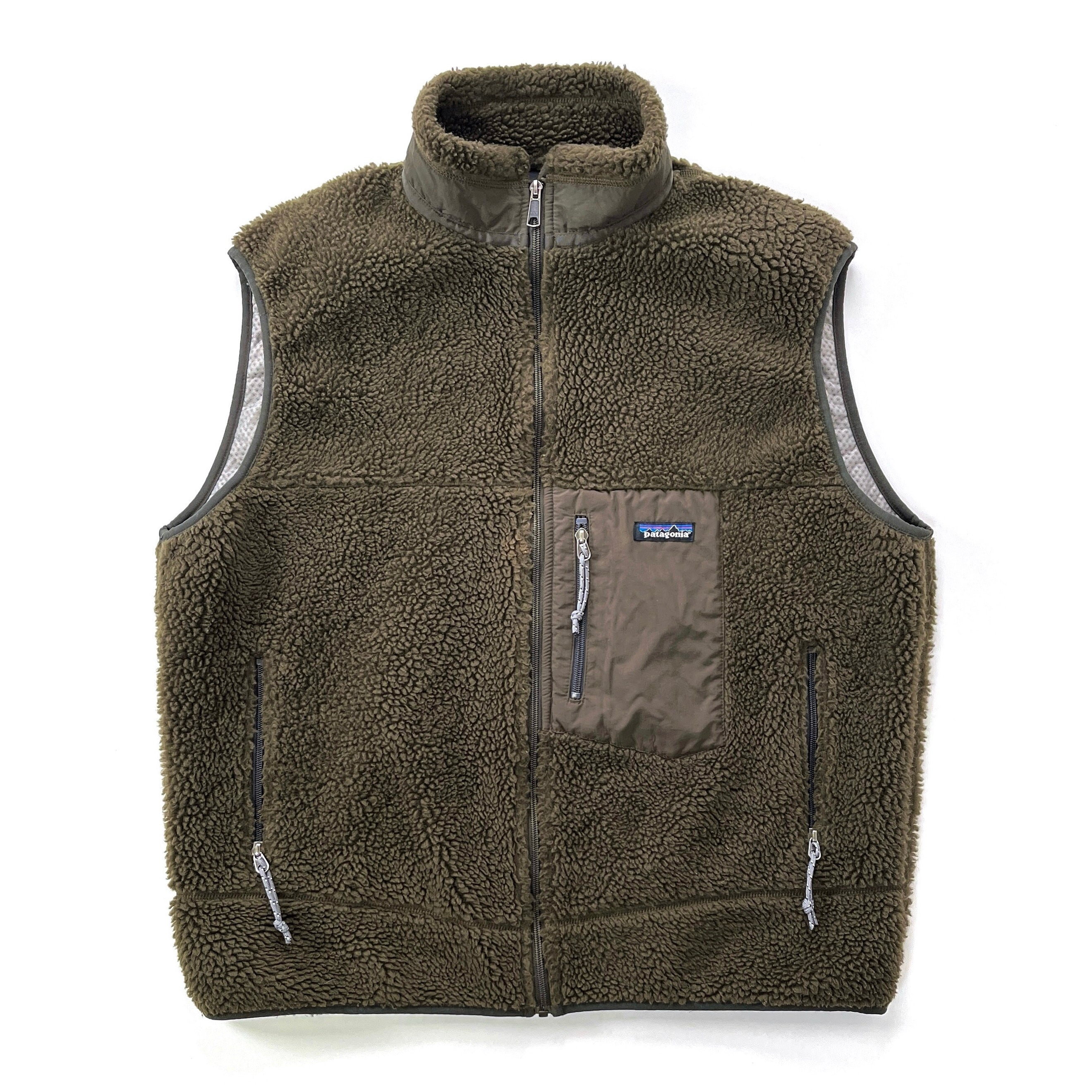 2001 Patagonia Made In The U.S.A. Retro-X Fleece Vest, Brown Olive (XXL)