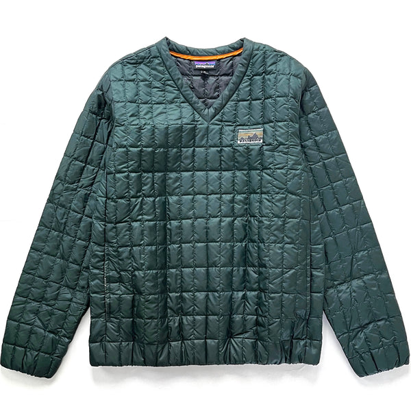 Patagonia (Modern) — 2016 Patagonia Recollection Recycled Down V-Neck Pullover, Dark Green (M)