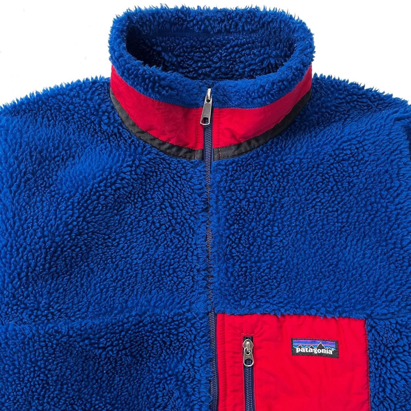 Vintage Mens Fleece Jacket 80s Bright Blue Pile Fleece Coat Mens Size  Medium/large 