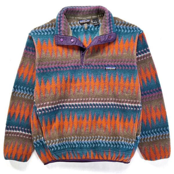 1996 Patagonia Printed Synchilla Snap-T, Minnehaha: Fir Green (S)