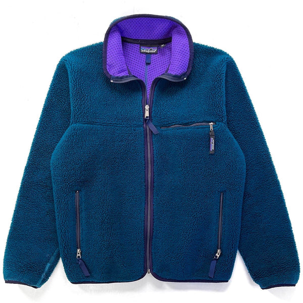 1990 Patagonia Made In The U.S.A. Retro Pile Cardigan, Dark Teal (M)