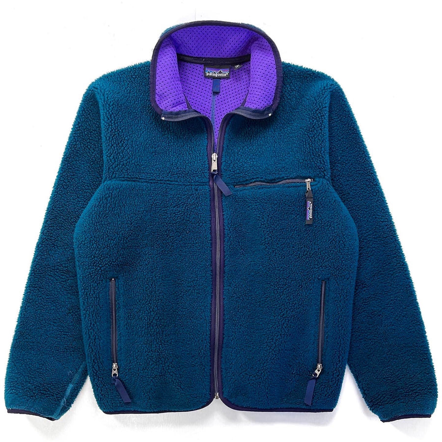 1990 Patagonia Made In The U.S.A. Retro Pile Cardigan, Dark Teal (M)