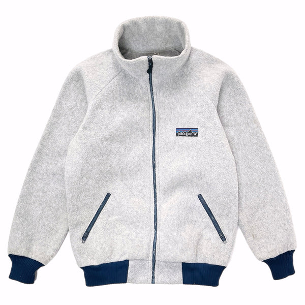 Patagonia (Vintage) — 1980 Patagonia “Big Label” Bunting Full-Zip Fleece Jacket, Grey / Navy (S/M)