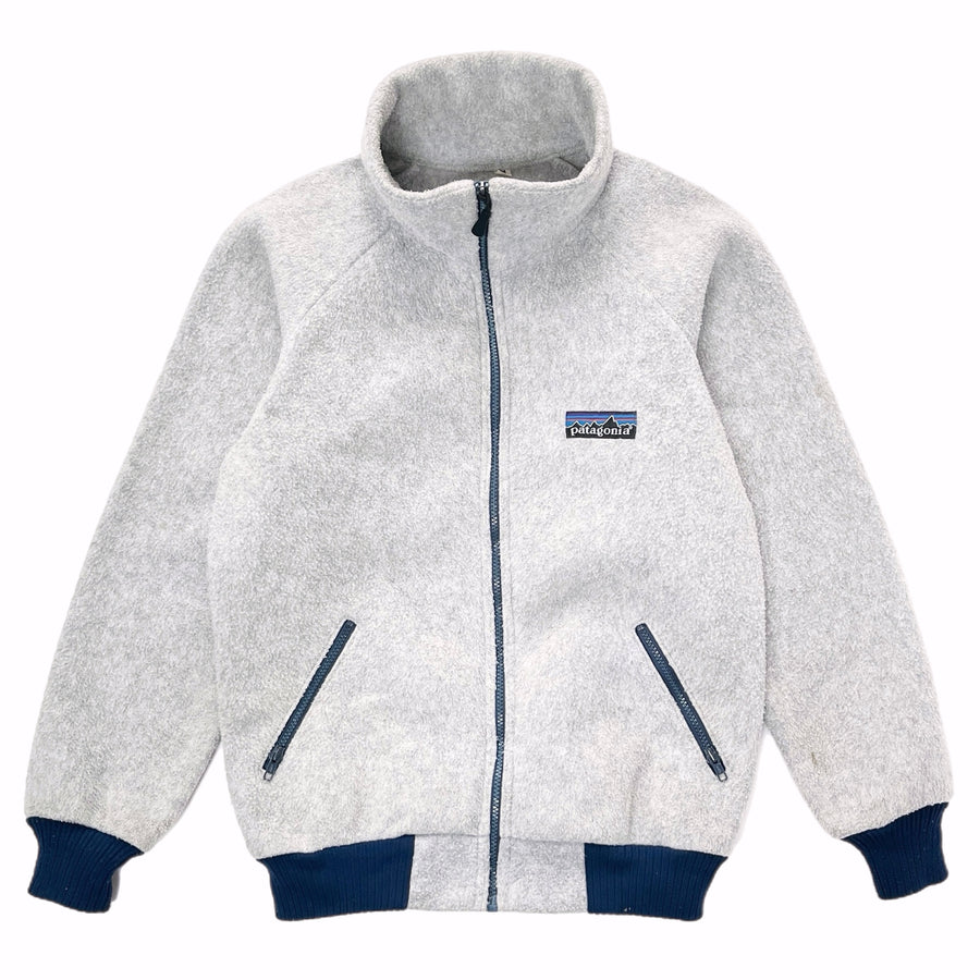 Patagonia (Vintage) — 1980 Patagonia “Big Label” Bunting Full-Zip Fleece Jacket, Grey / Navy (S/M)